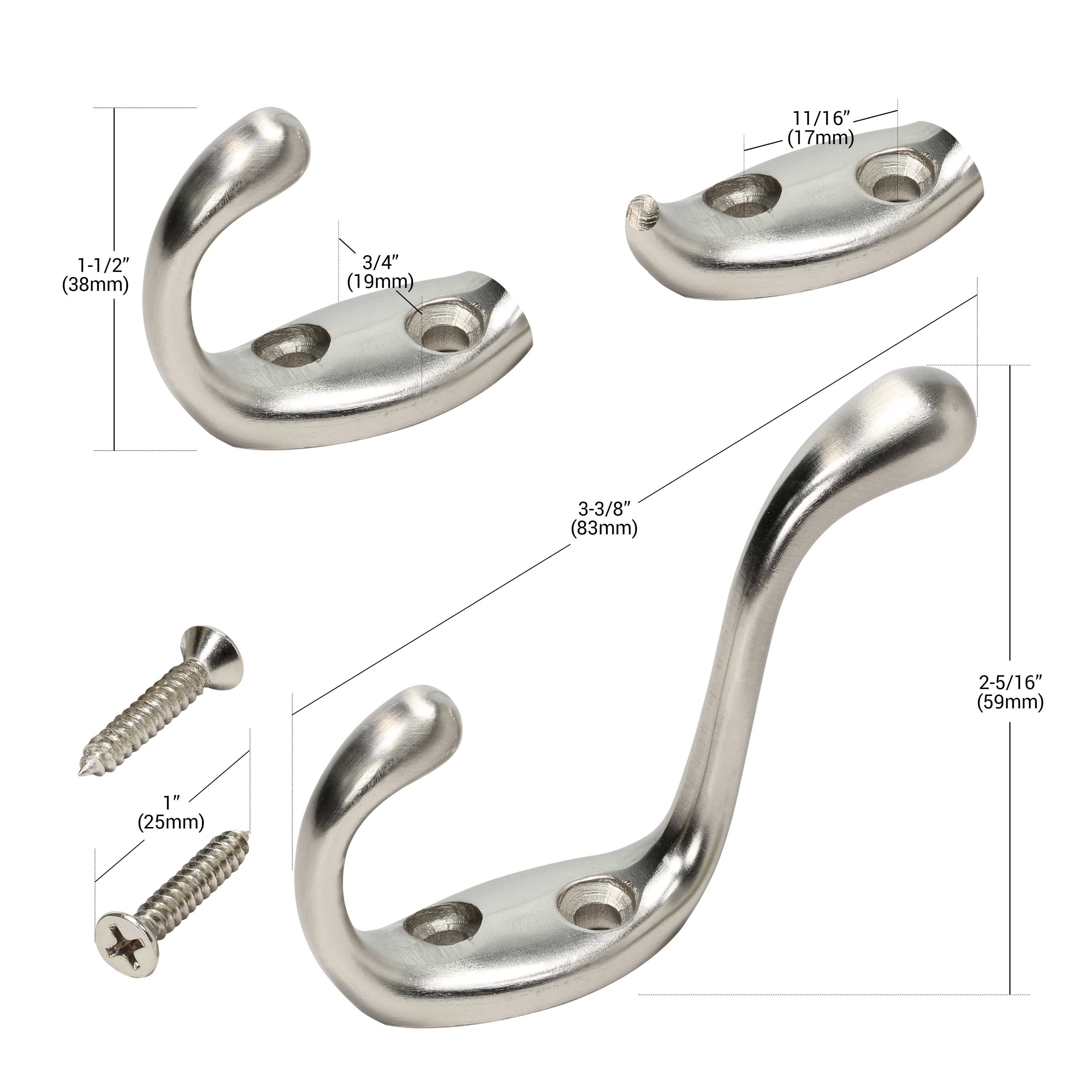 brushed nickel coat hooks